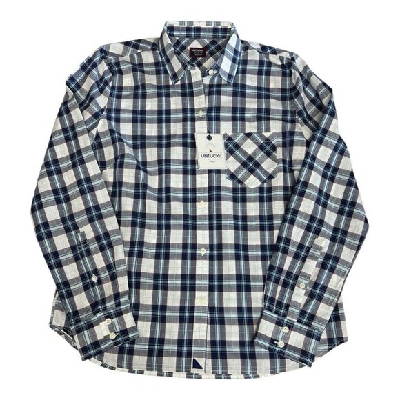 UNTUCKIT Womens Sorbo Button Up Blouse~Size 4~Blue Plaid Long Sleeve NWT L11 21 - Picture 7 of 12